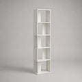 Bibliothèque colonne blanche à 5 niches en panneaux de particules mélaminés, 30 × 24 × 150 cm