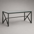 Table à manger rectangulaire en verre trempé et acier noir, 140 × 80 × 75 cm