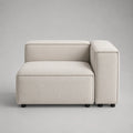 Fauteuil asymétrique 1 place en tissu écru avec accoudoir droit, 103 × 88 × 72 cm