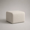 Pouf repose-pieds carré en tissu bouclette écru, 45 × 45 × 40 cm