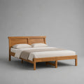 Lit double en bois avec tête de lit, brun naturel, couchage 160 × 200 cm, dimensions 168 × 209 × 105 cm