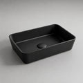 Vasque à poser rectangulaire en céramique noire mate, 50 × 38 × 13,5 cm