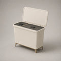 Poubelle de cuisine double compartiment 40 L en PP, blanc cassé, gris foncé et beige, 60 × 32 × 58 cm