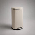 Poubelle à pédale rectangulaire en acier beige 30 L, 35 × 30 × 64 cm