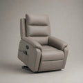 Fauteuil inclinable manuel à dossier haut en similicuir gris taupe, 76 x 90 x 105 cm